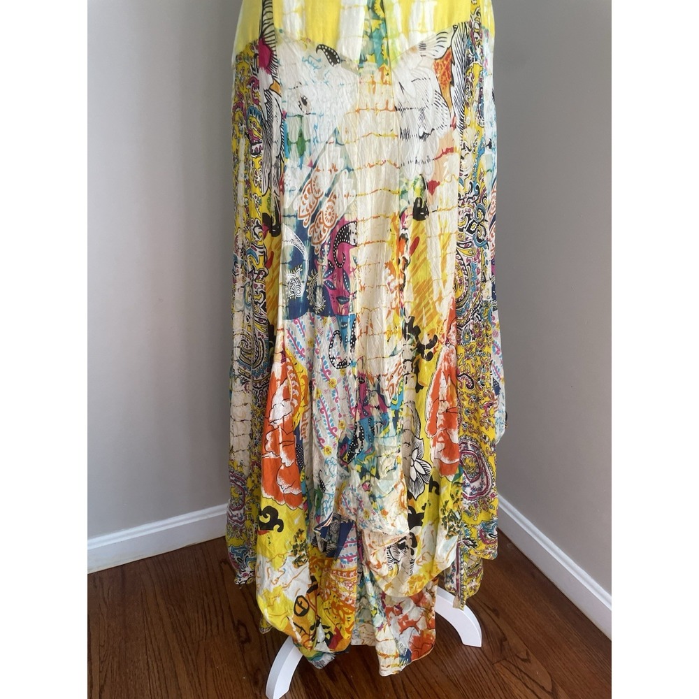 Solitaire Dress L Bohemian Tank Maxi‎ Patchwork Colorful Bustle Festival Tiered - Picture 3 of 16